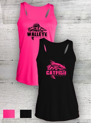 HD Fish - Modern Retro - Ladies Competitor™ Racerback Tank - Catfish, Walleye, Crappie and Bass