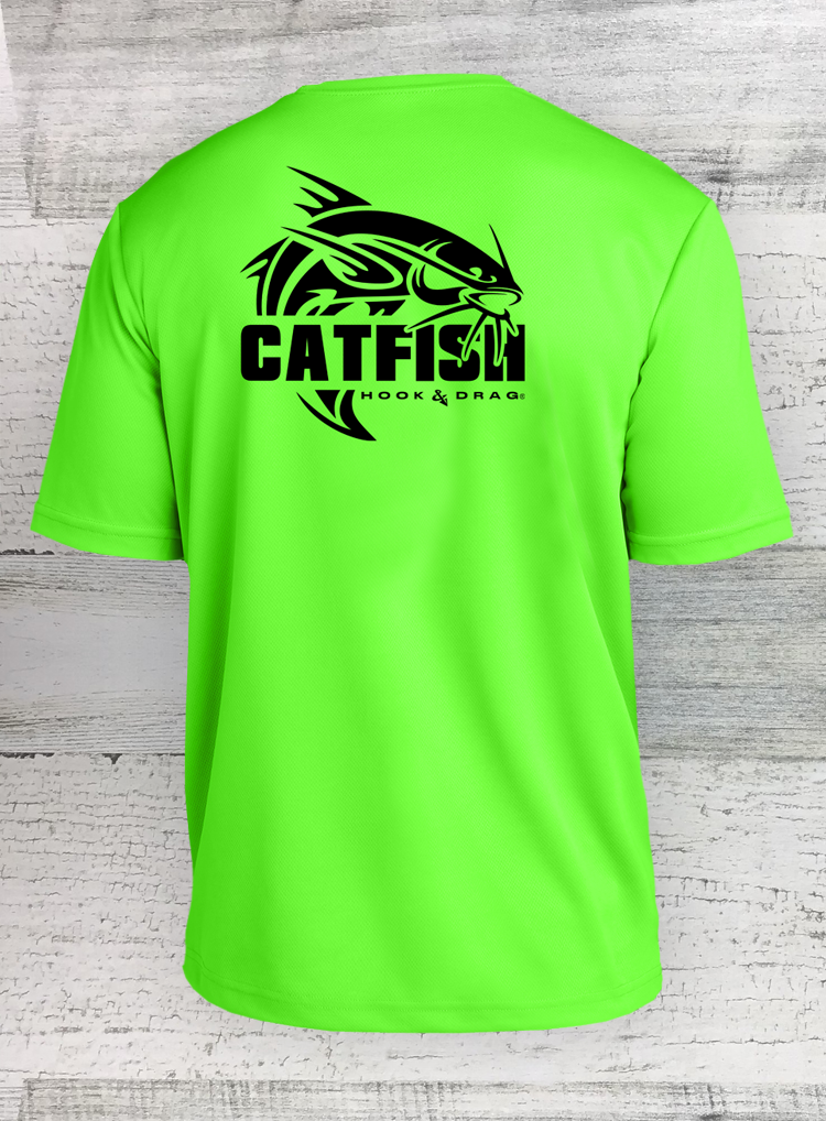 HD Fish Modern Retro - Racer Mesh Short Sleeve Tee - Catfish Walleye Crappie and Bass