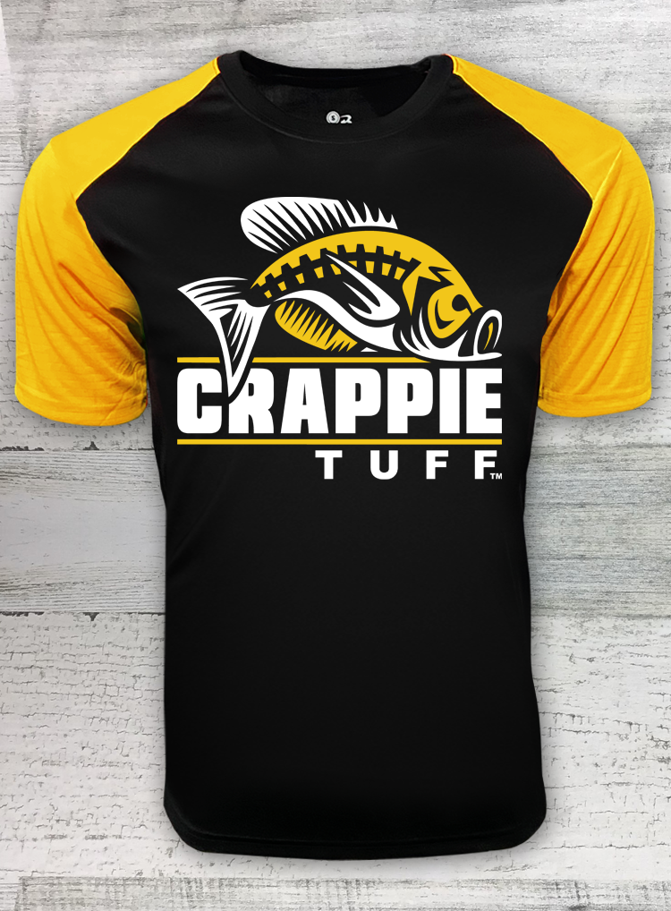Crappie Tuff - Crappie Shirt - Adult Men's Badger - Break Out Short Sleeve -Crappie fishing T-Shirt
